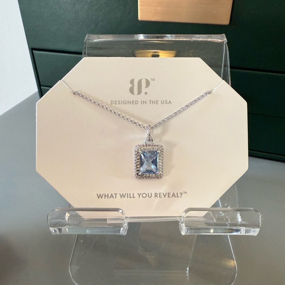 Bomb Party Rhodium Elegant OG Necklace with Aquamarine Spinel